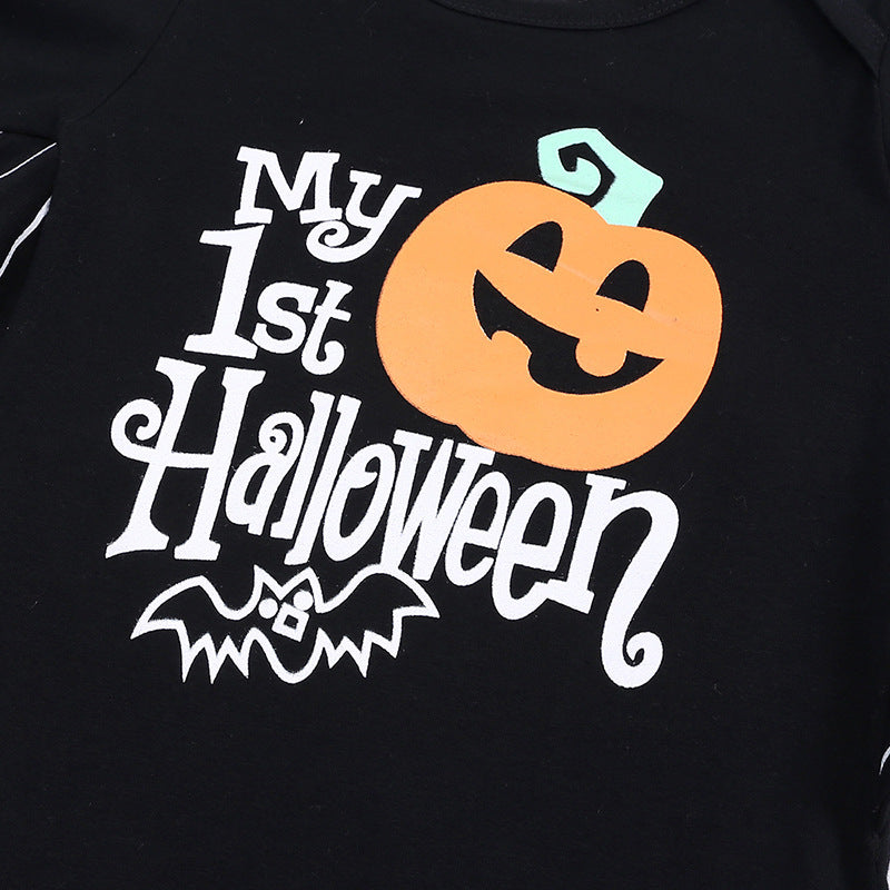 Baby Halloween Long-sleeved Jumpsuit Pumpkin Letter