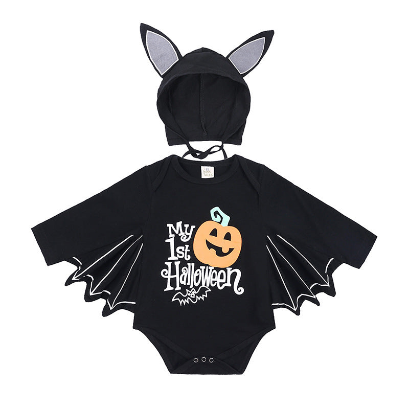 Baby Halloween Long-sleeved Jumpsuit Pumpkin Letter