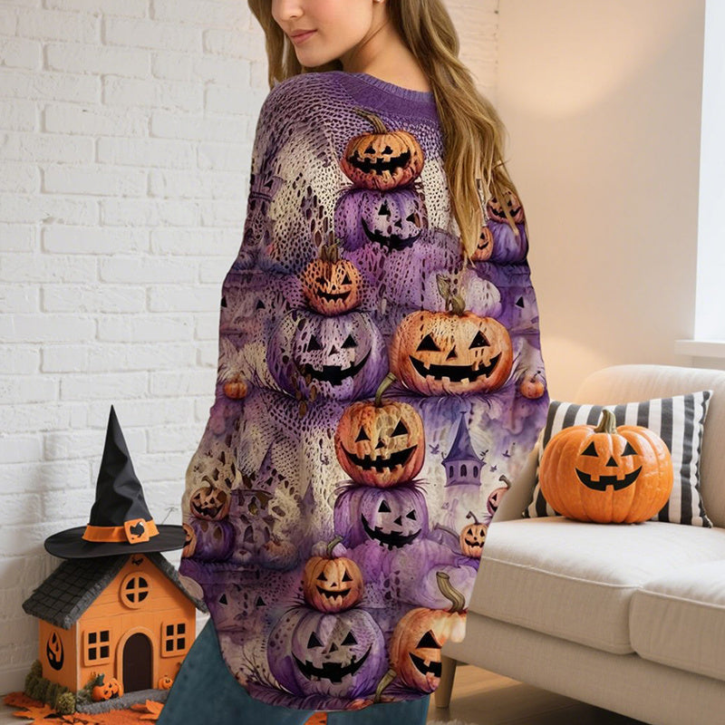 Pumpkin Halloween Print Blouse