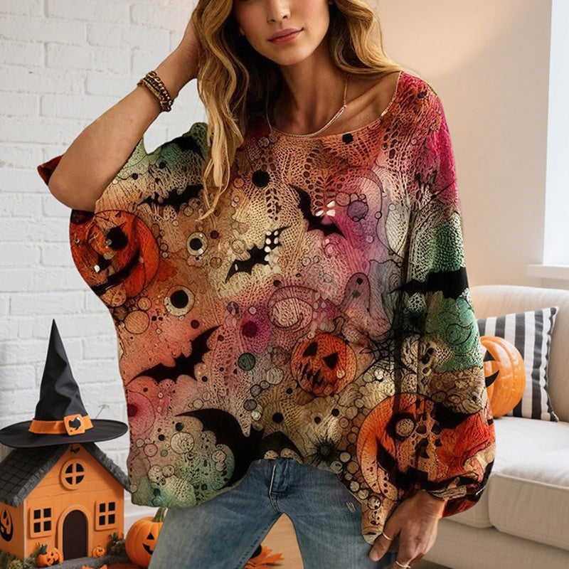 Pumpkin Halloween Print Blouse