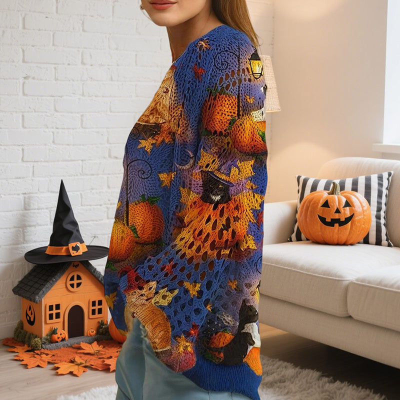 Pumpkin Halloween Print Blouse