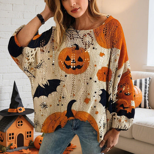 Pumpkin Halloween Print Blouse
