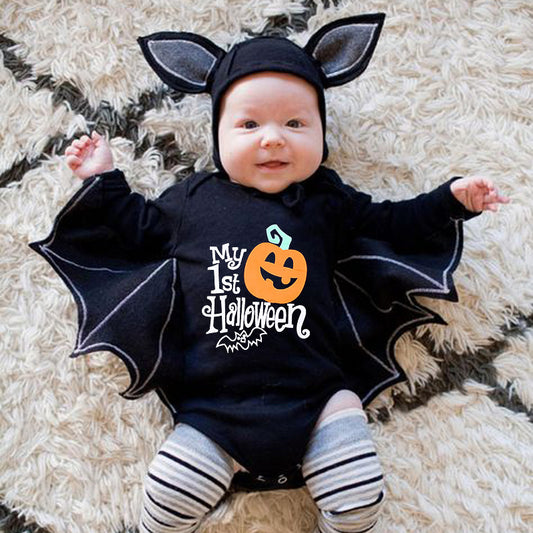 Baby Halloween Long-sleeved Jumpsuit Pumpkin Letter