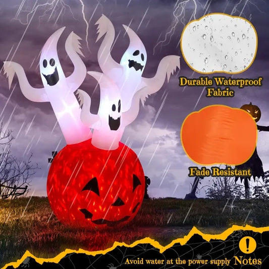 5.9 FT Halloween Inflatable Pumpkin Ghost Outdoor Decorations