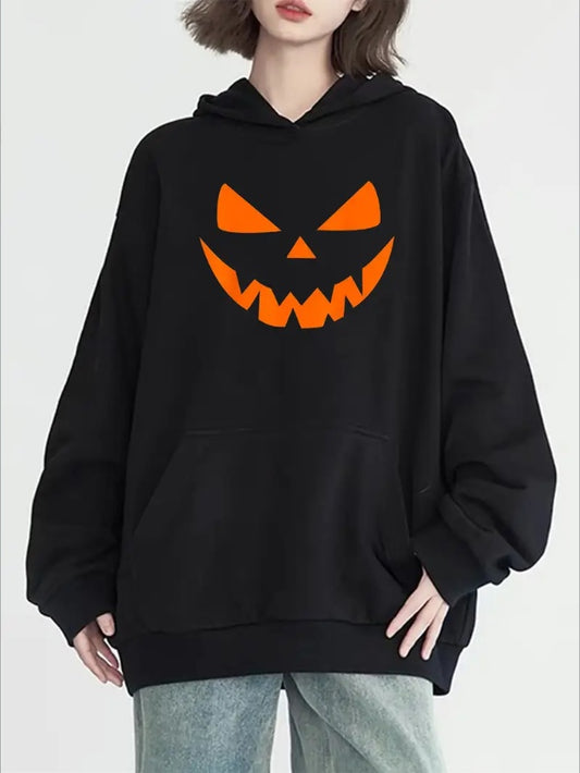 Women's Halloween Graphic Hoodie With Kangaroo Pocket