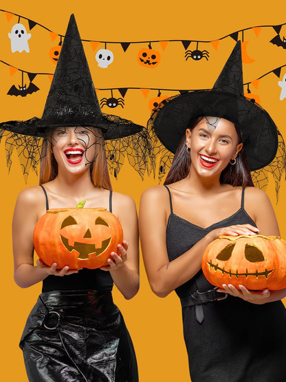 2 Pieces Halloween Witch Hat Costume Witches Hats For Women Black Foldable Pointed Cap For Halloween Party Costume-Ban On Selling On Amazon
